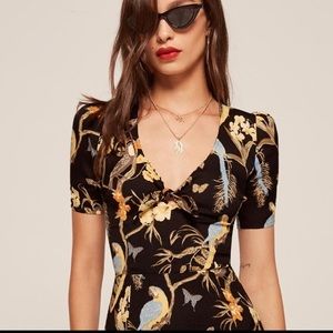 Reformation Irene Tropical Parrot Dress